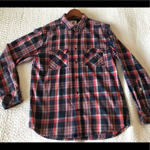 Quiksilver Flannel red white and blue